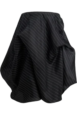 Khaite Lou Gathered Silk-Blend Midi Skirt - Black/white - US 0 - Moda Operandi