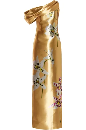 Oscar de la Renta Draped Satin Column Gown - - US 8 - Moda Operandi