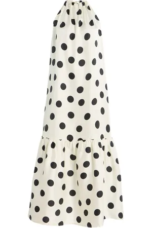 ASCENO Exclusive Riviera Ibiza Polka-Dot Silk-Twill Maxi Dress - Black/white - S - Moda Operandi