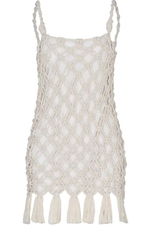 Andres Otalora Com Voce Handmade Cotton-Linen Macrame Mini Dress - - S - Moda Operandi
