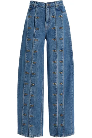 ROTATE Buttoned Rigid Mid-Rise Wide-Leg Jeans - - 25 - Moda Operandi