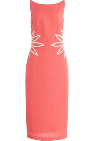 Andres Otalora Exclusive Kamar Embroidered-Linen Midi Dress - - US 0 - Moda Operandi