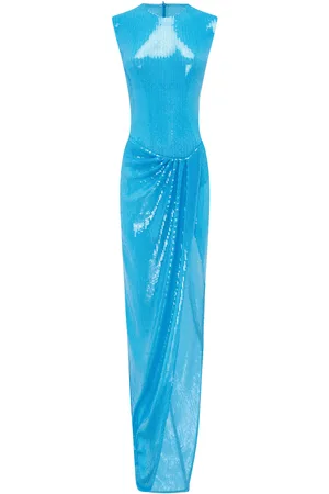 ALEX PERRY Sleeveless Ruched Sequin Embellished Gown - - UK 10 - Moda Operandi