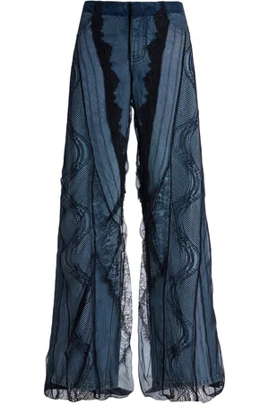 CHRISTOPHER ESBER Lace-Paneled Rigid Low-Rise Wide-Leg Jeans - - AU 10 - Moda Operandi
