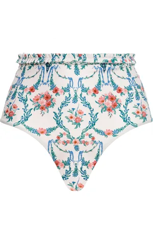 Agua by Agua Bendita Nopal Ruffled-Trim Printed Bikini Bottom - - XS - Moda Operandi
