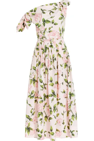 Oscar de la Renta Printed Cotton Poplin Midi Dress - - US 4 - Moda Operandi