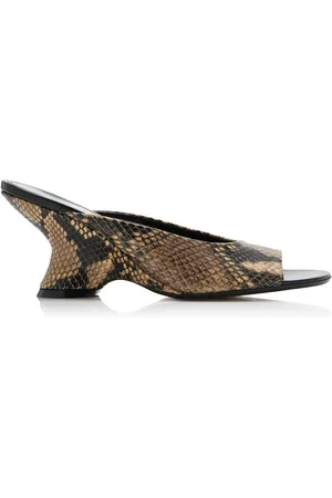 DRIES VAN NOTEN Snake-Print Leather Wedge Sandals - - IT 37.5 - Moda Operandi