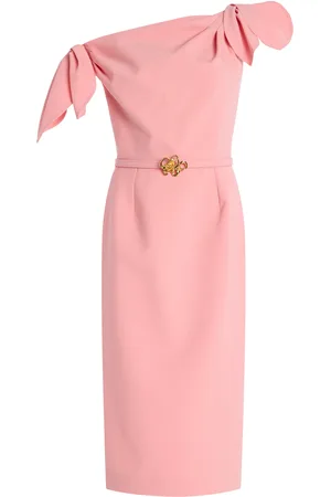 Oscar de la Renta Asymmetric Knotted Wool-Blend Midi Dress - - US 4 - Moda Operandi
