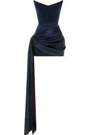 ALEX PERRY Draped Duchess Satin Mini Dress - - UK 4 - Moda Operandi