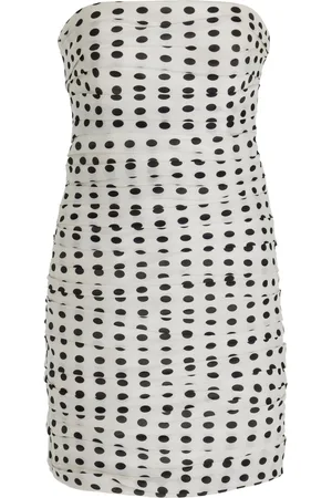 Carolina Herrera Ruched Silk Mini Dress - Black/white - US 0 - Moda Operandi