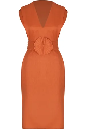 Andres Otalora Deluci Belted Linen Midi Dress - - US 6 - Moda Operandi
