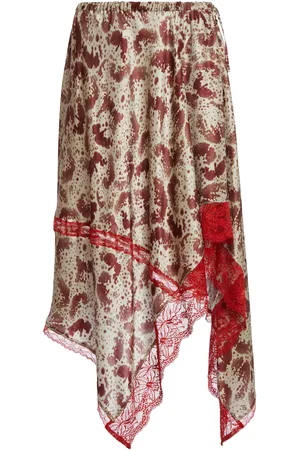 DRIES VAN NOTEN Orchid-Print Silk-Satin Midi Skirt - - FR 34 - Moda Operandi