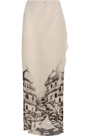 Andres Otalora Haveli Printed Chiffon Maxi Skirt - Black/white - XS - Moda Operandi