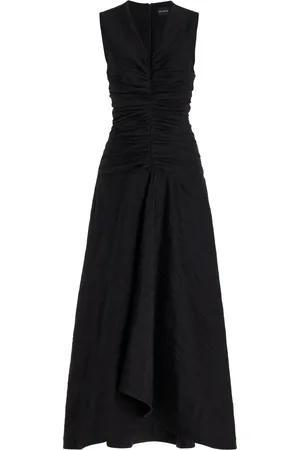BRANDON MAXWELL The Finley Stretch-Linen Midi Dress - - US 10 - Moda Operandi