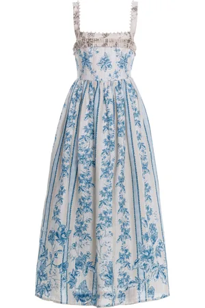 Agua by Agua Bendita Barbara Floral Linen Midi Dress - - XS - Moda Operandi