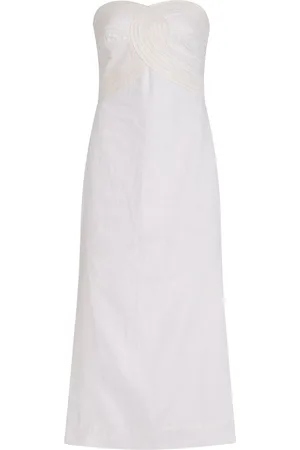 Andres Otalora Exclusive Arco Embroidered Linen Midi Dress - - US 4 - Moda Operandi
