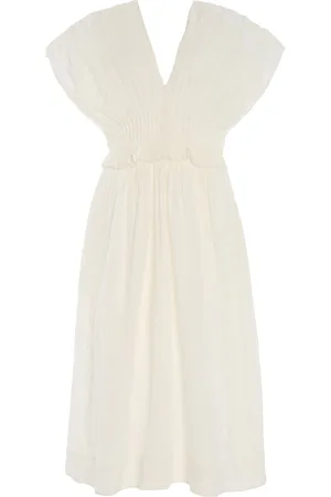SEA Zora Pleated Voile Midi Dress - - US 0 - Moda Operandi