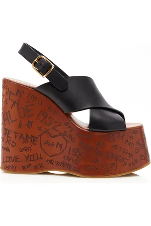 Chloé Maxime Carved Leather Wedge Sandals - - IT 37 - Moda Operandi