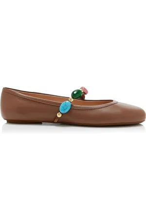 Gianvito Rossi Shanti Leather Mary Jane Flats - - IT 38 - Moda Operandi