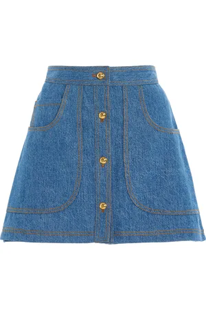 ADAM LIPPES Bennet Stone-Wash Denim Mini Skort - - US 4 - Moda Operandi