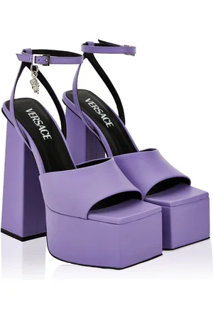 VERSACE Charm-Embellished Leather Platform Sandals - - IT 37.5 - Moda Operandi