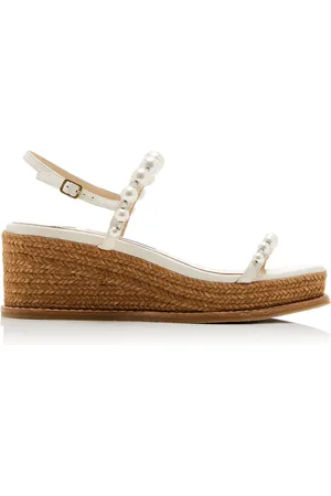 Jimmy Choo Amatuus Pearl-Embellished Leather Wedge Sandals - - IT 36 - Moda Operandi