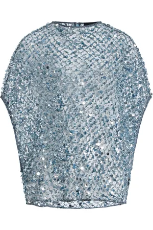 LAPOINTE Sequined Net-Mesh Cape T-Shirt - - M - Moda Operandi
