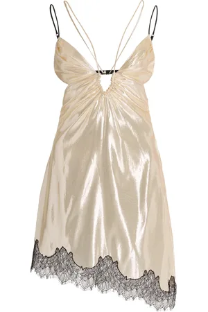 Nensi Dojaka Lace-Trimmed Satin Mini Dress - - M - Moda Operandi