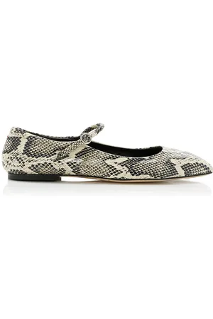 Aeyde Uma Snake-Effect Leather Mary Jane Flats - - IT 36 - Moda Operandi