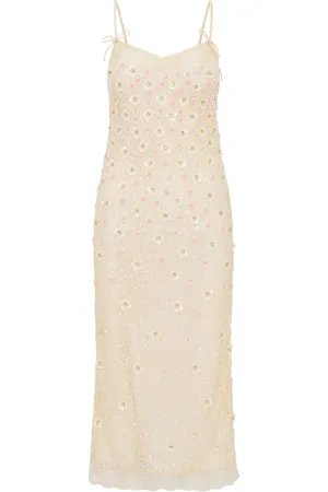 LOVESHACKFANCY Mirrian Embellished Lace Midi Dress - - US 4 - Moda Operandi