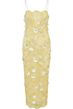LOVESHACKFANCY Emalia Embellished Lace Midi Dress - - US 2 - Moda Operandi
