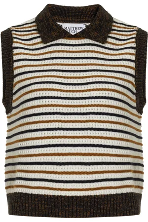 Matthew Bruch Striped Cotton-Blend Mesh Collared Tank Top - - XS - Moda Operandi