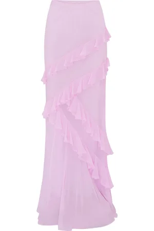LOVESHACKFANCY Mitnessa Ruffled Rayon Maxi Skirt - - M - Moda Operandi