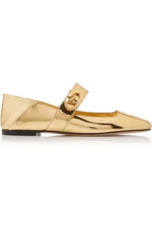 VALENTINO GARAVANI Vlogo Locker Laminated Leather Mary Jane Flats - - IT 37 - Moda Operandi