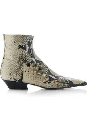 Khaite Marfa Classic Embossed Leather Ankle Western Boots - - IT 41 - Moda Operandi