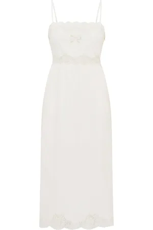 LOVESHACKFANCY Vinca Lace-Trimmed Cotton Midi Dress - - US 0 - Moda Operandi