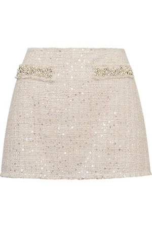 LOVESHACKFANCY Wendina Embellished Tweed Mini Skirt - - US 00 - Moda Operandi