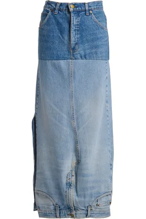 A.W.A.K.E. MODE Recycled Denim Mirror Effect Midi Skirt - - FR 34 - Moda Operandi