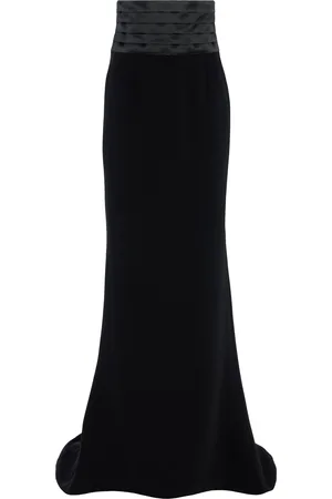 Sergio Hudson Cumberbund-Detailed Stretch-Crepe and Satin Maxi Evening Skirt - - US 4 - Moda Operandi