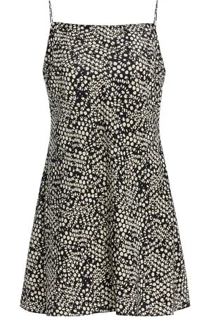 MATTEAU Exclusive Square Silk Mini Slip Dress - Black/white - 1 - Moda Operandi