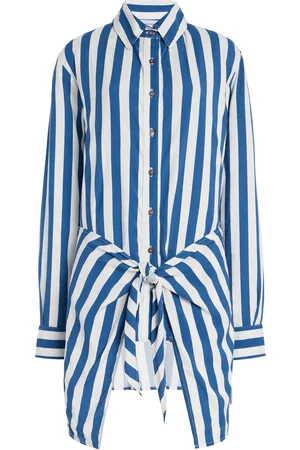 ANEMOS L.A. Striped Stretch-Twill Mini Wrap Shirt Dress - - M - Moda Operandi