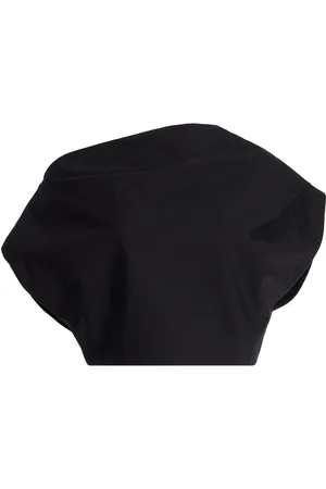 BRANDON MAXWELL Exclusive RIviera Asymmetric Draped Cotton Crop Top - - US 0 - Moda Operandi