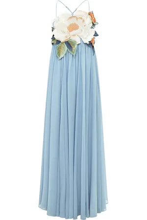LEO LIN Agnes Floral-Appliquéd Georgette Maxi Dress - - AU 12 - Moda Operandi