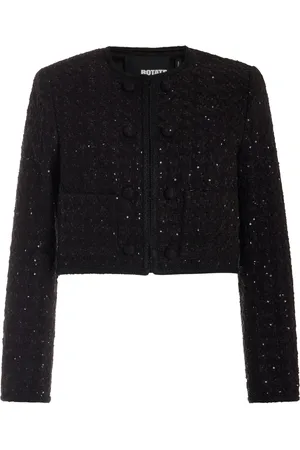 ROTATE Cropped Bouclé Jacket - - EU 32 - Moda Operandi