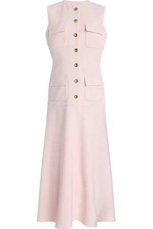 BRANDON MAXWELL Exclusive RIviera Buttoned Crepe Midi Dress - - US 0 - Moda Operandi