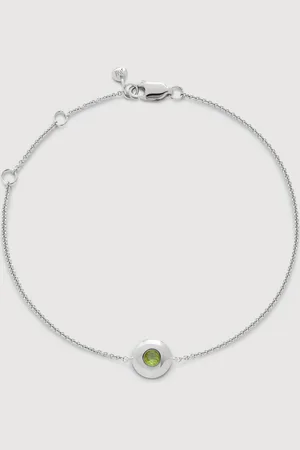 Monica Vinader Sterling August Birthstone Chain Bracelet Peridot