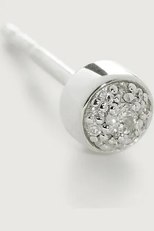 Monica Vinader Sterling Fiji Tiny Button Diamond Single Stud Earring Diamond