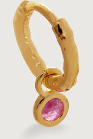 Monica Vinader Mini Gem Single Huggie Earring Pink Quartz