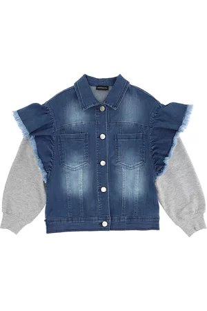 MONNALISA Denim jacket with fleece sleeves
