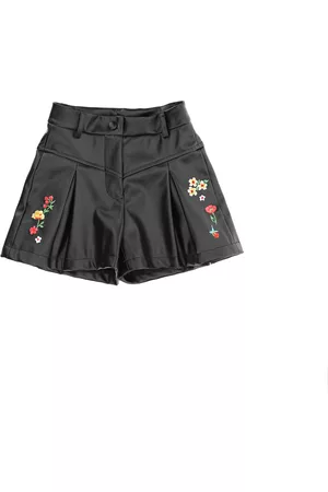 MONNALISA Embroidered coated fabric shorts